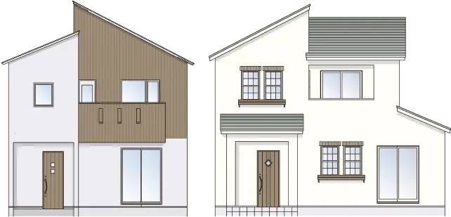 2件の家が並んでいる